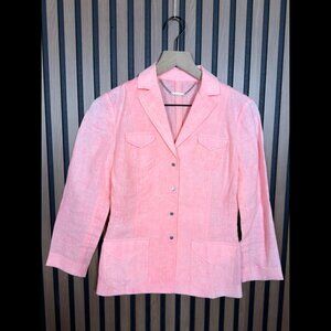 Elie Tahari Jacket 2 / XS Womens Pink 100% Linen Pocket Flaps Suit Blazer